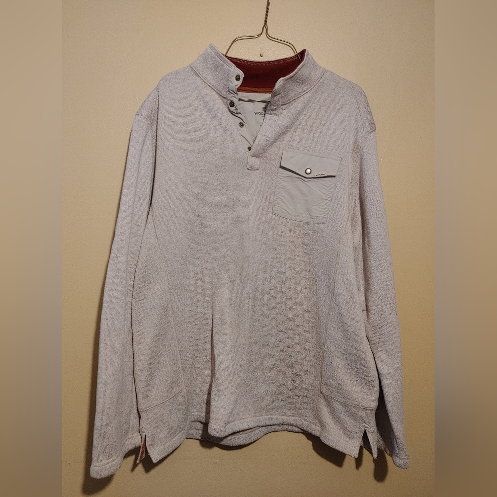 Men's Tan Woolrich Pullover 1/4 button up size XL